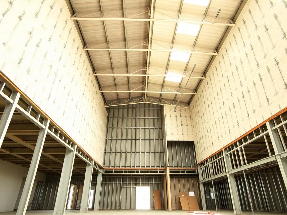 Commercial Build-Out — Metal stud framing and board for a commercial space.