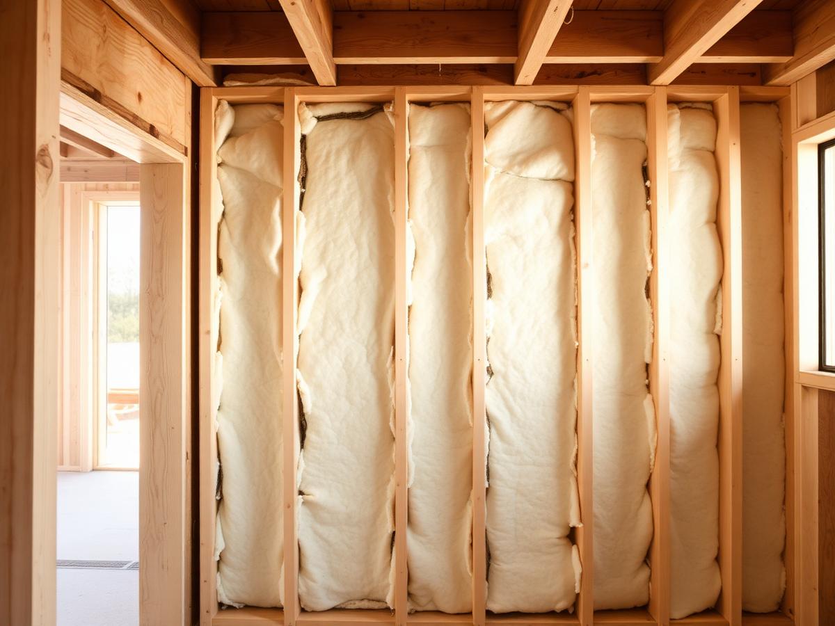 Fiberglass Batt Insulation — Wall cavities insulated before board goes up.